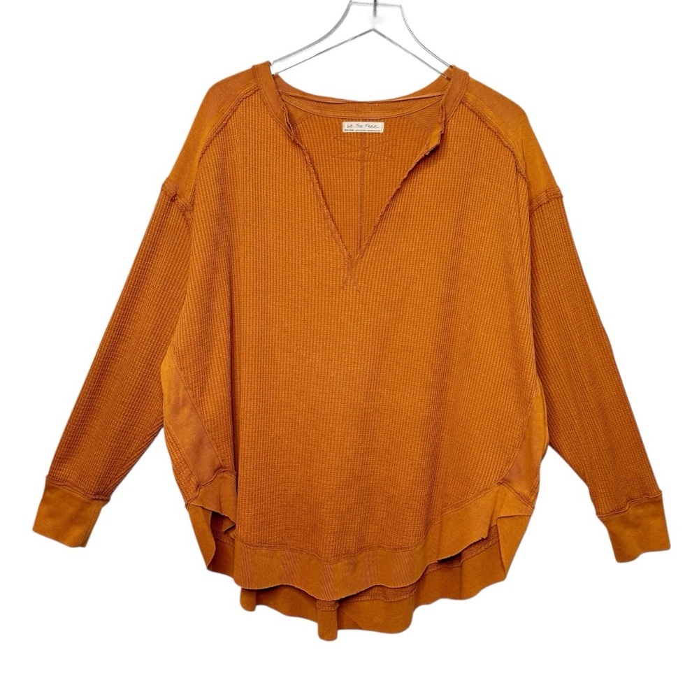 Free People We The Free Owen Rust Autumn Thermal Oversized Waffle Top Sz XS